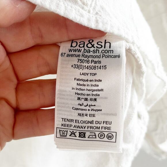 Ba&sh Ravel Long Sleeve Embroidered Eyelet Blouse Shirt Top Cotton 0 Small - Picture 4 of 7